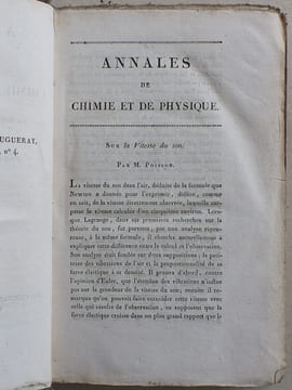 Annales de Chimie et de Physique. 1823 - Volume 2 : Tome Vingt-Troisième [ Tome 23 - Tome XXIII ] : Sur la Vitesse du Son (Poisson) ; Sur les Causes ...