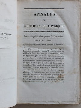 Annales de Chimie et de Physique. 1828 - Volume 1 : Tome Trente-Septième [ Tome 37 - Tome XXXVII ] : Sur les Propriétés électriques de la Tourmaline ...