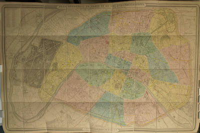 Plan géométral de Paris et de ses agrandissements à l'échelle d'un millimètre pour 10 m (1/10 000). [ Plan de Paris en couleurs - 1869 ]