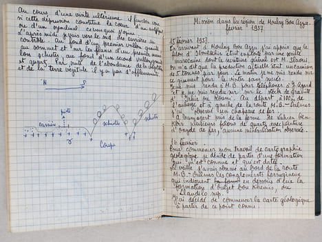 Section d'Etudes des Gîtes Minéraux. Service Géologique du Maroc. Rabat. Carnet de Bled commencé le 12 novembre 1955. [ On joint : ] Notes de terrain ...