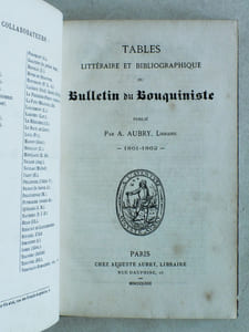 Tables littéraire et Bibliographique du Bulletin du Bouquiniste 1861-1862 [ Suivi de :] Tables littéraire et Bibliographique du Bulletin du Bouquiniste 1863-1864 [ Tables littéraires et Bibliographiques ]