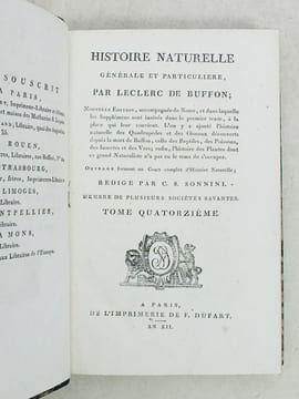 Histoire Naturelle des Oiseaux, par Leclerc de Buffon. Tome Quatorzième [ Tome 14 seul ] Rédigé par C.S. Sonnini. LECLERC DE BUFFON ; SONNINI, C. S.