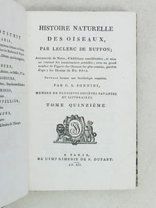 Histoire Naturelle des Oiseaux, par Leclerc de Buffon. Tome Quinzième [ Tome 15 seul ] Rédigé par C.S. Sonnini