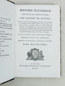 Histoire Naturelle des Oiseaux, par Leclerc de Buffon. Tome Dix-Neuvième [ Tome 19 seul ] Rédigé par C.S. Sonnini