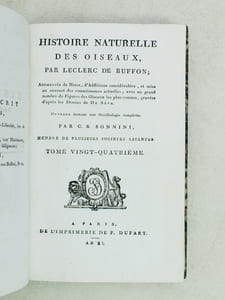 Histoire Naturelle des Oiseaux, par Leclerc de Buffon. Tome Vingt-Quatrième [ Tome 24 seul ] Rédigé par C.S. Sonnini