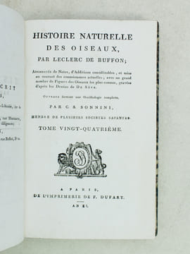 Histoire Naturelle des Oiseaux, par Leclerc de Buffon. Tome Vingt-Quatrième [ Tome 24 seul ] Rédigé par C.S. Sonnini. LECLERC DE BUFFON ; SONNINI, C. ...