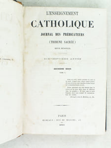 L'Enseignement Catholique. Journal des Prédicateurs. (Tribune Sacrée). Dix-Septième Année. Revue Mensuelle. Deuxième Série Tome V : Année 1867