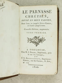 Le Parnasse Chrétien, divisé en deux parties, dont l'une va jusqu'à Jésus-Christ, et l'autre jusqu'à nous. (2 Tomes - Complet)