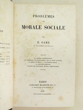 Problèmes de Morale Sociale [ Edition originale ] La Morale Indépendante - Les Théories contemporaines sur le Droit naturel - Le Droit de Punir - Le ...