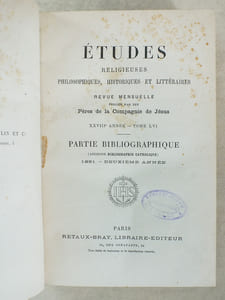 Etudes religieuses, philosophiques, historiques et littéraires, XXVIIIe année - Tome LVI [ 56 ], Partie Bibliographique 1891, 2e année (Ancienne bibliographie catholique 1841-1889) 