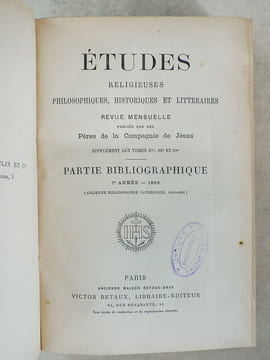 Etudes religieuses, philosophiques, historiques et littéraires, Supplément aux Tomes 67, 68, 69 - Partie Bibliographique 1896, 7e année (Ancienne ...