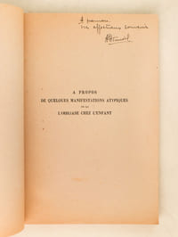 A propos de quelques manifestations atypiques de la Lambliase chez l'enfant. [ Livre dédicacé par l'auteur ]