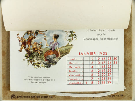Calendrier 1933 Robert Camis Editeur d'Art Publicitaire. Avec ses meilleurs voeux pour 1933 [ Création Robert Camis pour le Champagne Piper-Heidsieck, ...