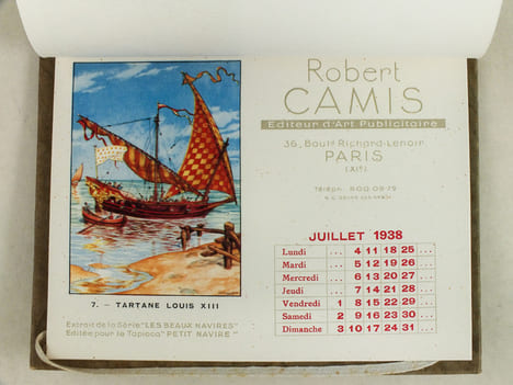 Calendrier 1938 Pour 1938 Les meilleurs voeux de Robert Camis [ 12 illustrations par Hérouard extraites de la série "Les beaux Navires" éditée pour le ...