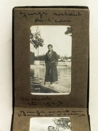 Petit album photo format in-18. 24 photos d'un adolescent et jeune adulte en 1922-1923, au Pré Catelan, au Racing, au Mesnil, à Cabourg...