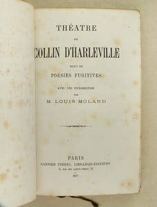 Théatre de Collin d'Harleville suivi de Poésies Fugitives avec une introduction par M. Louis Moland.