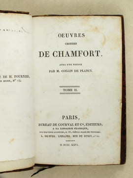 Oeuvres choisies de Chamfort (2 Tomes - Complet) Avec une notice par M. Collin de Plancy. CHAMFORT ; (CHAMFORT, Sébastien Roch Nicolas ; COLLIN DE ...