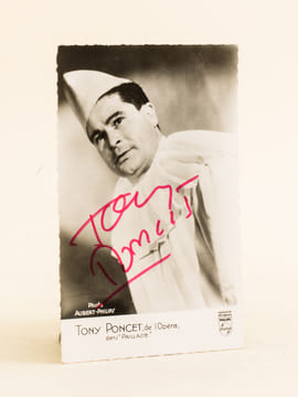 Carte photo de Tony Poncet (dans "Paillasse") dédicacée.. AUBERT-PHILIPS ; Tony PONCET