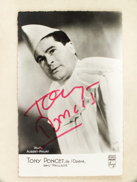 Carte photo de Tony Poncet (dans "Paillasse") dédicacée.. AUBERT-PHILIPS ; Tony PONCET