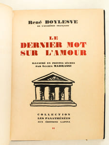 Le dernier mot sur l'Amour. Illustré en pointes sèches par Lucien Madrassi