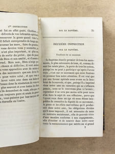 Instructions morales sur la doctrine chrétienne ( 4 parties en 2 vol. ) : 1. Instructions sur le Baptême et la Confirmation ; 2. Instruction sur le sacrement de pénitence ; 3. Instructions sur l'Eucharistie ; 4. Instructions sur l'extrême-onction, l'ordre et le mariage.
