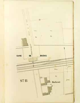 Chemin de Fer de Bazas à Auch. Section de Bazas à Bergonce. Plan parcellaire des propriétés à acquérir suivant jugement d'expropriation en date du 10 ...