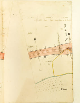 Chemin de Fer de Bazas à Auch. Section de Bazas à Bergonce. Plan parcellaire des propriétés à acquérir suivant jugement d'expropriation en date du 10 ...