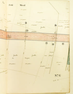 Chemin de Fer de Bazas à Auch. Section de Bazas à Bergonce. Plan parcellaire des propriétés à acquérir suivant jugement d'expropriation en date du 10 ...