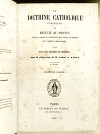 La Doctrine Catholique expliquée ou Recueil hebdomadaire de prones, homélies, sermons et instructions pour toutes les époques de l'année chrétienne (10 Tomes)  Tomes 1 et 2 : 1re année, Avent 1858 et 1859, Dominicales et sujets de circonstance ; Tome 3 : Volume supplémentaire : Double année pastorale. Homélie sur les évangiles de tous les dimanches de l'année par M. Granet curé archiprêtre de Séderon ; Tomes 4 et 5 :  Instructions sur les sacrements, panégyriques, etc. ; Tome 6 : Instructions sur les fê tes du rit romain, sous la direction de M. l'abbé J. Higounenc ; Tome 7 : Instructions pratiques sur le symbole, par M. l'abbé J. Higounenc ; Tome 8 : Instructions simples et pratiques sur les commandements de Dieu et de l'Eglise par M. l'abbé Clairin ; Tome 9 : Imitation des saints. Recueil d'instructions courtes, simples, pratiques sur la vie et les vertus des saints les plus populaires suivant l'ordre de la liturgie romaine par M. l'abbé Ag. Sabatier ; Tome 10 : Instructions simples et pratiques sur les vertus théologales, la vertu de Religion et les Vertus Cardinales par M. l'abbé Clairin