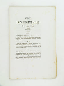 Société des Bibliophiles de Guyenne. Statuts.