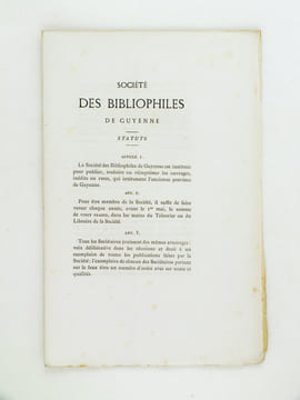 Société des Bibliophiles de Guyenne. Statuts.. Collectif ; Société des Bibliophiles de Guyenne