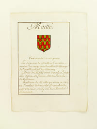 [ Extrait d'Armorial Manuscrit seconde partie XVIIIe ] Maillé. Fascé en onde d'or et de gueule