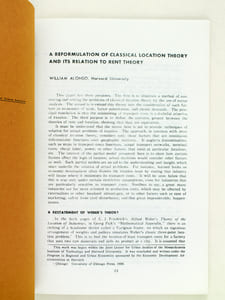 A Reformulation of Classical Location Theory and Its Relation to Rent Theory. Reprint n° 32