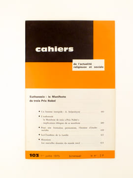 Cahiers de l'Actualité Religieuse et Sociale ( 2e semestre 1975 - complet sauf n° 104 et 105 : 8 numéros ) : n° 102 La Joie Chrétienne, Ehortation ...