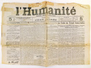 L'Humanité. Journal socialiste quotidien. Première Année. N° 3 : mercredi 20 avril 1904. JAURES, Jean ; Collectif