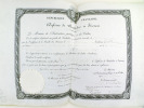 Diplôme de Bachelier ès Sciences. Accordé le 24 avril 1872 par les Professeurs de la Faculté des Sciences de Bordeaux au Sieur Stanislas Isidore ...