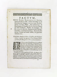 Factum pour Dames Marguerite Boüer, Veuve du Sieur la Salle, vivant Correcteur en la Chambre des Comptes ; Angélique Boüer , femme du Sieur Millet, Sous-Gouverneur de Monseigneur le Dauphin ; Anne Boüer, femme du Sieur Guillemin, Maistre des Comptes ; et Elizabeth Boüer, femme du Sieur Durant, Conseiller au Parlement de Paris, Demanderesses suivant l'Arrest du Conseil d'Estat, du quatrième Octobre 1670, Contre Monsieur de Hécre, Conseiller audit Parlement de Paris, tant pour luy que pour le Sieur Jacques de Hécre, & Damoiselle Marguerite de Hécre sa soeur, Défendeurs.