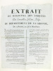 Extrait du Registre des Arrêtés du Conseiller d'Etat, Préfet du Département de la Gironde, du 15 Prairial, an 9 de la République [ 4 juin 1801 ]. ...