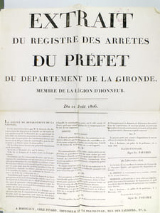 Extrait du Registre des Arrêtés du Préfet du Département de la Gironde, Membre de la Légion d'Honneur du 21 Août 1806