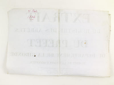 Extrait du Registre des Arrêtés du Préfet du Département de la Gironde, Membre de la Légion d'Honneur du 21 Août 1806