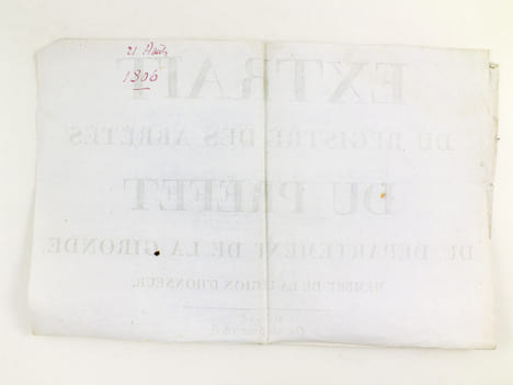 Extrait du Registre des Arrêtés du Préfet du Département de la Gironde, Membre de la Légion d'Honneur du 21 Août 1806. FAUCHET, Jh., Préfet