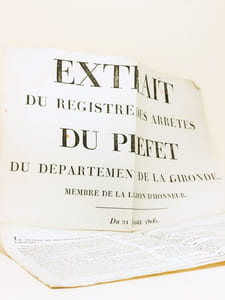 Extrait du Registre des Arrêtés du Préfet du Département de la Gironde, Membre de la Légion d'Honneur du 21 Août 1806