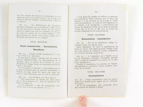 Boulangerie et Epicerie coopératives de Jarnac. Société Anonyme à Capital et Personnel variables. Statuts modifiés par délibération de l'Assemblée ...