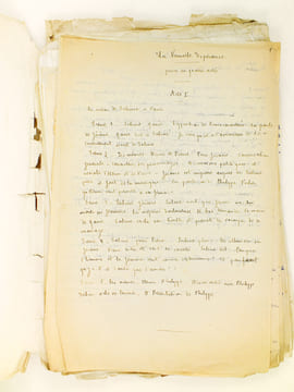 [ Lot de 3 Manuscrits et Notes manuscrites dont deux autographes ] I : Les Bras qui s'ouvrent. Un acte en vers ; II : Notes manuscrites pour 3 ...