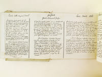 Manuscrit : Monita Secreta Societatis Jesu. Notes sur les Similitudes et 1er Cahier : différences existant entre trois éditions de 1718, 1824 et 1861 ; 2ème Cahier : Comparaison entre les traductions de 1845 et 1861