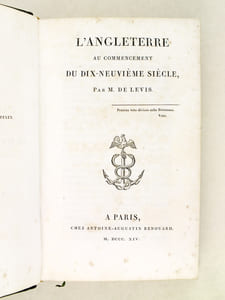 L'Angleterre au Commencement du Dix-neuvième Siècle. [ Edition originale ]