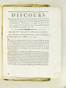 [ Recueil de 14 Discours originaux de Sébastien Bottin sur la période 1796 - 1799 : ] Discours prononcé par Mr Bottin, Curé de Favières, lors de la bénédiction du Drapeau de la Garde Nationale de Vézelise, le Dimanche de la Pentecôte 27 May, an 4 de la Liberté, pour servir de réponse aux Auteurs & Compagnie de la Prophétie accomplie, &c, &c. [ Suivi de : ] A la destruction du gouvernement anglois. Discours prononcé le 20 nivôse an 6, dans la salle décadaire, à Strasbourg, par le citoyen Bottin, Chef de Bureau et secrétaire-adjoint de l'Administration centrale du Département du Bas-Rhin ; en déposant sur l'autel de la patrie, en son nom et en celui des employés ses collègues, la somme de 453 francs 25 centimes, pour l'expédition d'Angleterre [ Suivi de : ] Discours prononcé le jour de la fête de la Reconnaissance et des Victoires célébrée à Strasbourg le dix prairial an VI par S. Bottin, Secrétaire en chef de l'administration centrale du département du Bas-Rhin [ Suivi de : ] Discours prononcé à Strasbourg, le 26 Messidor an VI, anniversaire du 14 Juillet 1789, par le Citoyen Bottin, Secrétaire en chef du Département du Bas-Rhin [ Suivi de : ] Discours prononcé à Strasbourg, le 26 Messidor an VI, anniversaire du 14 Juillet 1789; par le Citoyen Bottin, Secrétaire en Chef du Département du Bas-Rhin  [ Suivi de : ] La Reprise de Rome par les Français [ Suivi de : ] Discours prononcé à Strasbourg, le Ier Vendémiaire an VII, jour de la fête anniversaire de la fondation de la République française [ Suivi de : ] Premier Discours sur l'Exécution des Lois ; et en particulier, de celle du 17 Thermidor an 6, contenant des mesures pour coordonner les jours de repos avec le Calendrier républicain ; Et de celle du 23 Fructidor suivant, contenant des dispositions nouvelles pour l'exacte observation de l'Annuaire de la Républiquen prononcé à l'Assemblée Nationale à Strasbourg le 10 Frimaire, an 7 de la République française, une et indivisible [ Suivi de : ] Fête Anniversaire de la Juste Punition du dernier Roi des Français. A Strasbougr, le 14 Nivôse de l'an 7 de la République française [ Suivi de : ] Discours prononcé à Strasbourg le 2 Pluviôse an VII, Jour de la célébration de la fête anniversaire de la juste punition du dernier roi des Français, par le Citoyen Grimmer, suivi des Imprécations contre les Parjures, prononcées à la même fête par le Citoyen Bottin [ Suivi de : ] Second Discours sur l'Exécution des Lois et en particulier de celle du 17 Thermidor an 6 ... prononcé à l'Assemblée Décadaire à Strasbourg le 30 Pluviôse an VII [ Suivi de : ] Eloge funèbre du Citoyen Brendel, Chef du Bureau des Archives au Département du Bas-Rhin, et ci-devant Evêque constitutionnel du même Département ; mort le 3 Prairial, an 7, âgé de 63 ans [ Suivi de : ] Trauer-Rede gesprochen am grabe des burgers Brendel, Archivarius [...] und vormaliger Constitutionneller Bischoff desselben [ Suivi de : ] Eloge Funèbre des Citoyens Bonnier et Roberjot, Ministres plénipotentiaires de la République française au congrès de Rastadt, lâchement assassinés le 9 floréal an VII, par les ordres de la maison d'Autriche ; prononcé à Strasbourg le 20 prairial an VII de la République française, une et indivisible