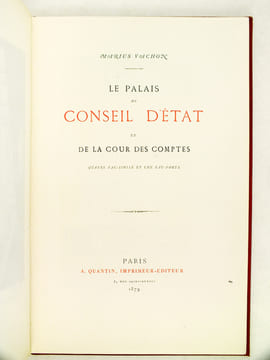Le Palais du Conseil d'Etat et de la Cour des Comptes, avec quatre fac-simile et une eau-forte.. VACHON, Marius