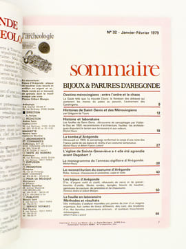 Les dossiers de l'Archéologie (revue) n° 32 à 38 ( année 1979 complète ) : 32. découverts à Saint-Denis : bijoux et parures mérovingiens de la reine ...
