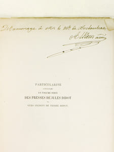 Particularité concernant un Volume sorti des Presses de Jules Didot et vers inédits de Pierre Didot [ Livre dédicacé par l'auteur ]
